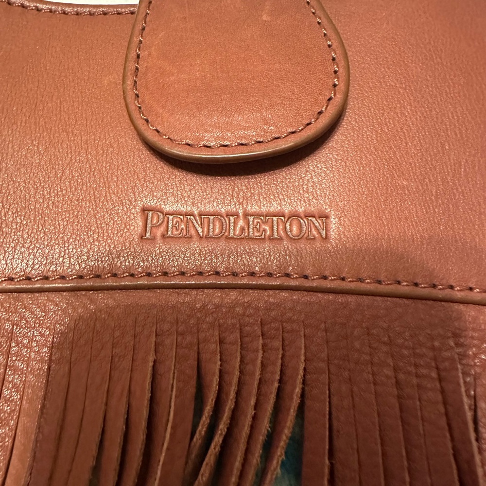 Pendleton Light Blue Wool Aztec Print Shoulder Ba… - image 5